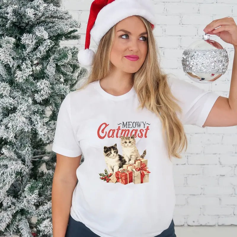 Meowy Catmas Sweatshirt, Christmas Sweater for Cat Lover, Meowy Christmas Sweater, Cat Lover Christmas, Christmas Cat Mom Shirt, Cat Shirt