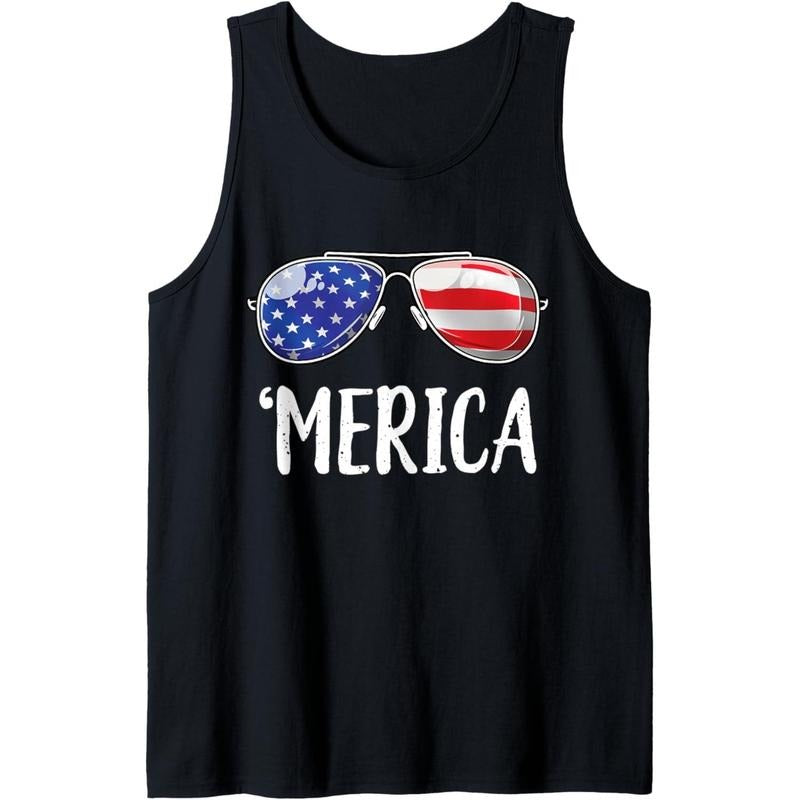 Merica Sunglasses 4th of July Boys Girls Men Women USA Flag Tank Top made in USA