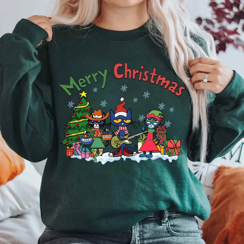 Merry Christmas Pete The Cat Shirt Pete The Cat Shirt Meowy Christmas Pete The Cat Tee Happy Christmas Shirt Cat Lover Shirt Xmas Gift