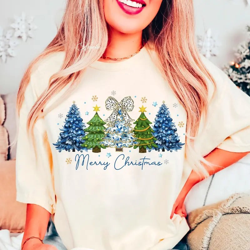 Merry Christmas Shirt, Christmas Tree Sweatshirt, Vintage Christmas Shirt, Classic Christmas, Tis the Season, Xmas Holiday, Merry and Bright