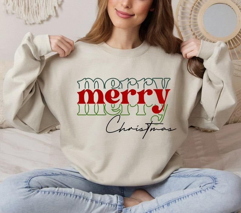 Merry Christmas Sweatshirt, Christmas Sweatshirt, Winter Holiday Hoodie, Christmas Gift, Christmas Matching Sweater, Christmas Hoodie, Hoodie and Sweater; T-shirt