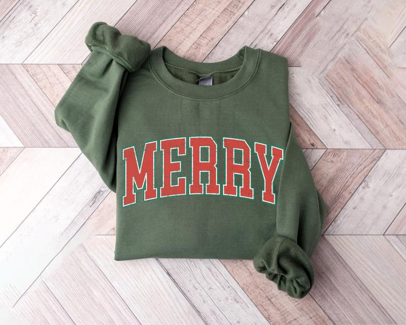 Merry Christmas Sweatshirt, Retro Merry Christmas Sweater, Vintage Christmas Shirt, Xmas Holiday, Christmas Gifts Ideas, Holiday Sweater