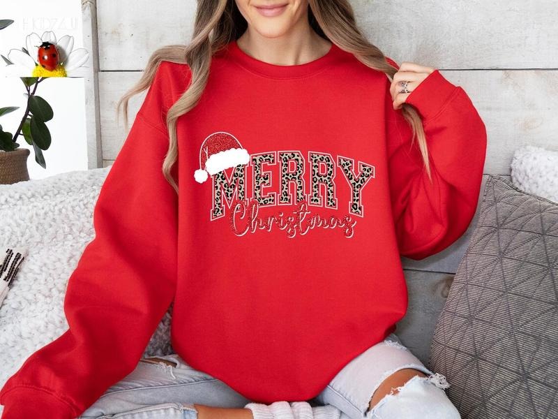 Merry Merry Christmas Sweatshirt, Girly Holiday Crewneck, Coquette Christmas Party Sweater, Women's Trendy Christmas Apparel