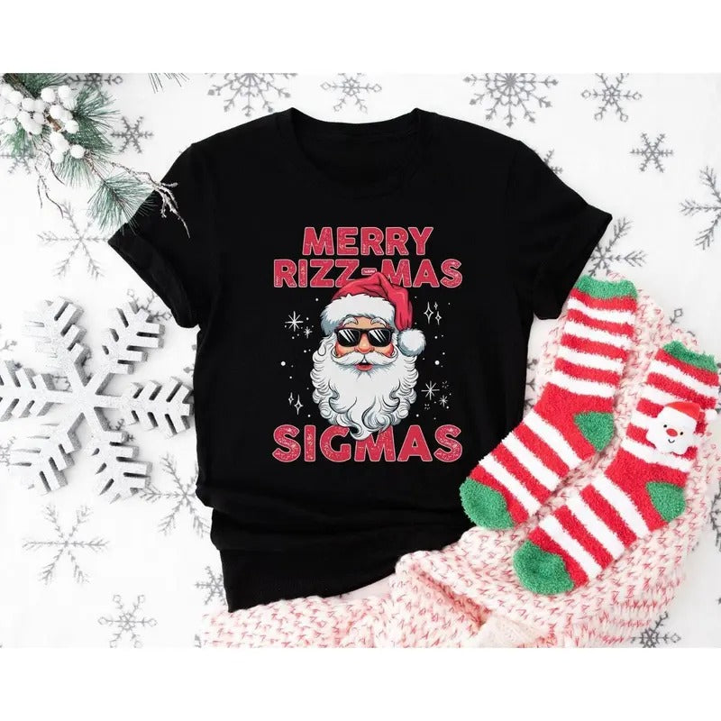 Merry Rizzmas Sigmas Santa Shirt, Rizz the Season Santa Tee, Rizzler Santa Claus Shirt, Rizz em shirt, Rizzler Tee, Funny Santa Shirt