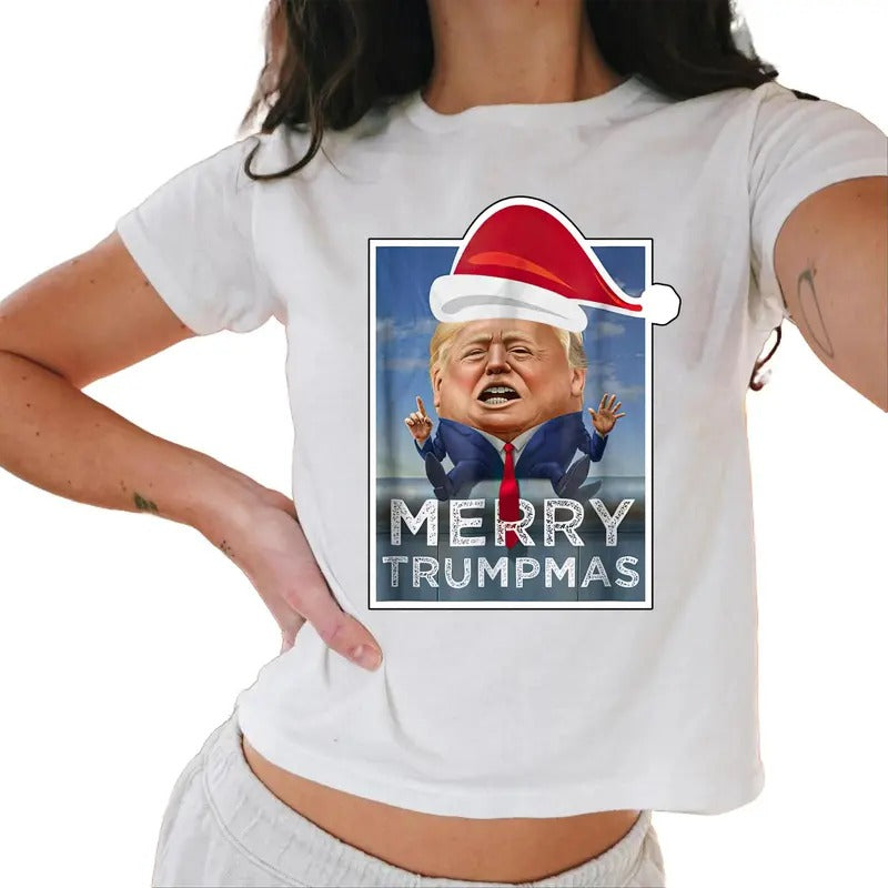Merry Trumpmas Donald Trump Merry Christmas Baby Tee For Unisex Casual Comfort