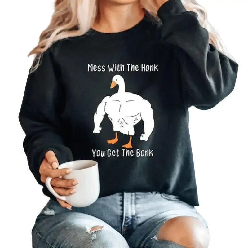 Mess With The Honk You Get The Bonk Shirt, Goose Lover Gift, Funny Meme Shirt Hoodie, Sweatshirt | WearSparks.com