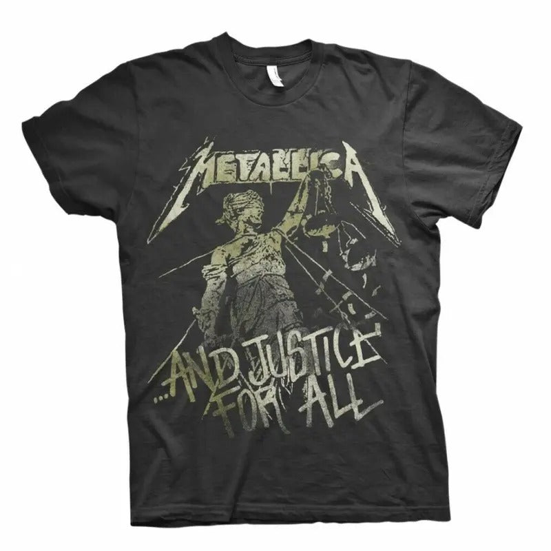 Metallica T Shirt And Justice For All Vintage Rock Metal Band Tee Unisex Menswear Top Underwear Tshirt