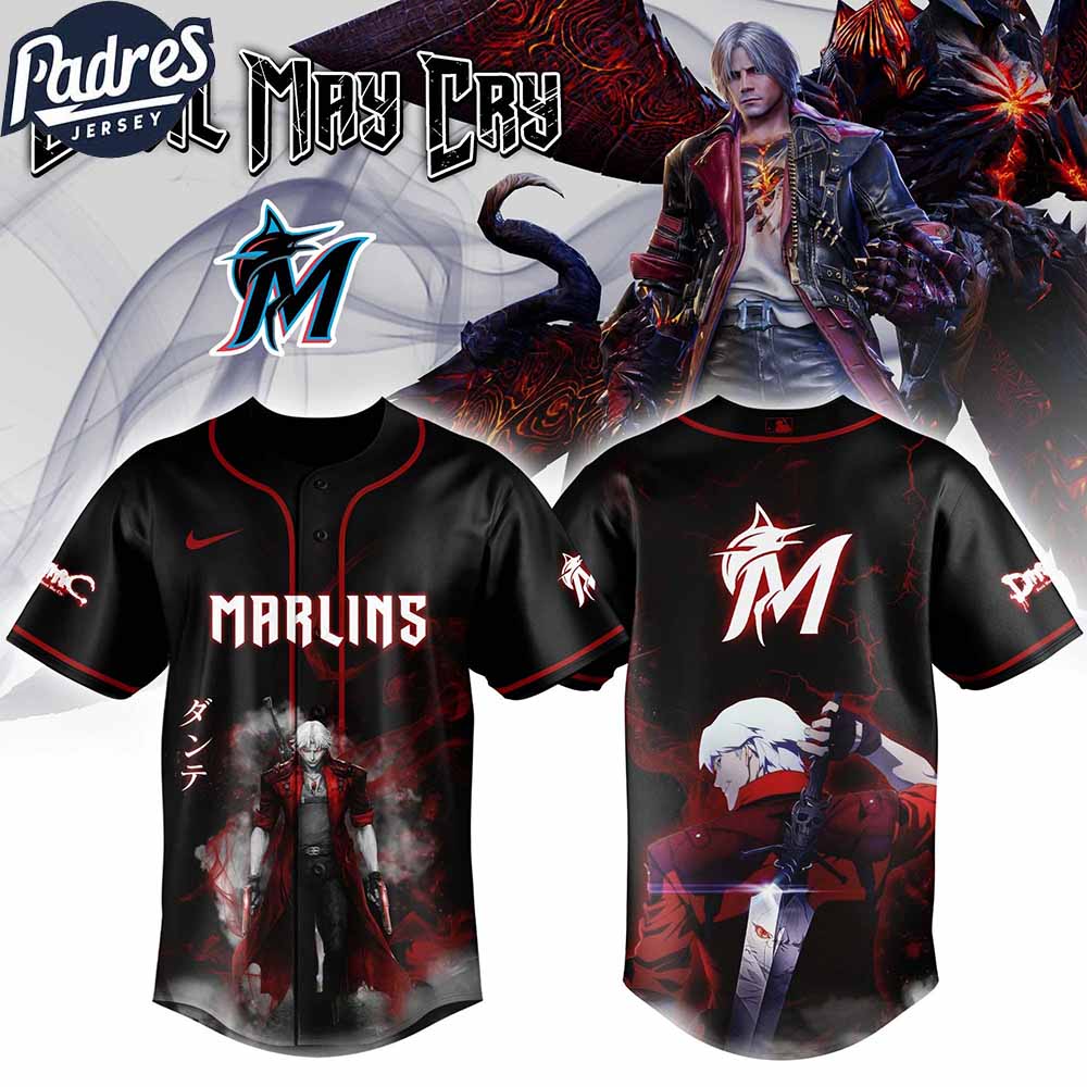 Miami Marlins MLB X Dante Devil May Cry Personalized Baseball Jersey - Padres Jersey Oasis: Elevate Your Baseball Style Game