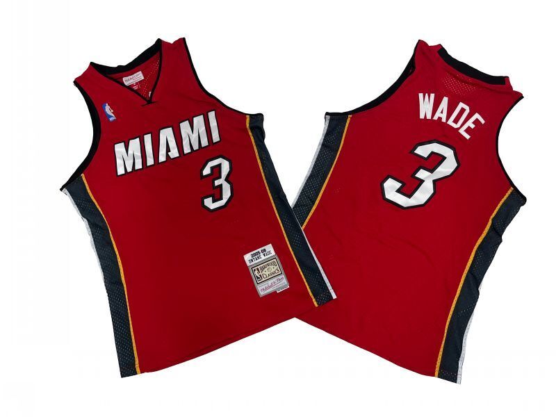 Miami Heat #3 Dwyane Wade Heat 3 # Red 05-06 Season Mitchell Retro Jersey --. Wade Style 2