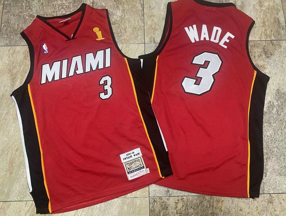 Miami Heat #3 Dwyane Wade Heat 3 # Wade Miami Red Embroidered AU Jersey