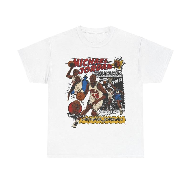 Michael Jordan Vintage 90s Streetwear Graphic Tee Animated Basketball Print Casual Classic Cotton Menswear Retro Shirt T-Shirt Top Comfy