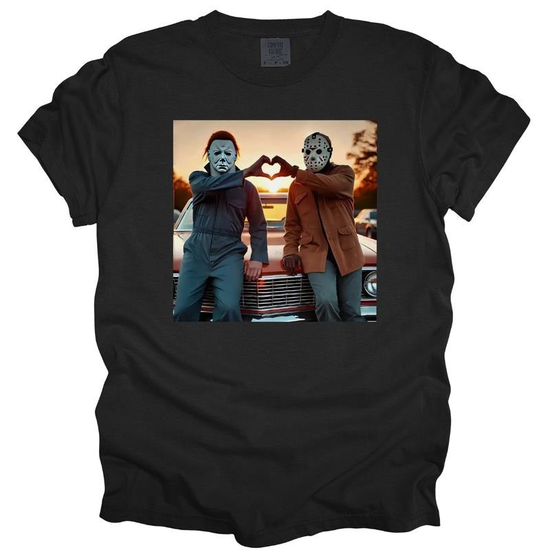 Michael and Jason Hand Hearts Tee, Michael and Jason Comfort Colors Tee, Halloween T-Shirt