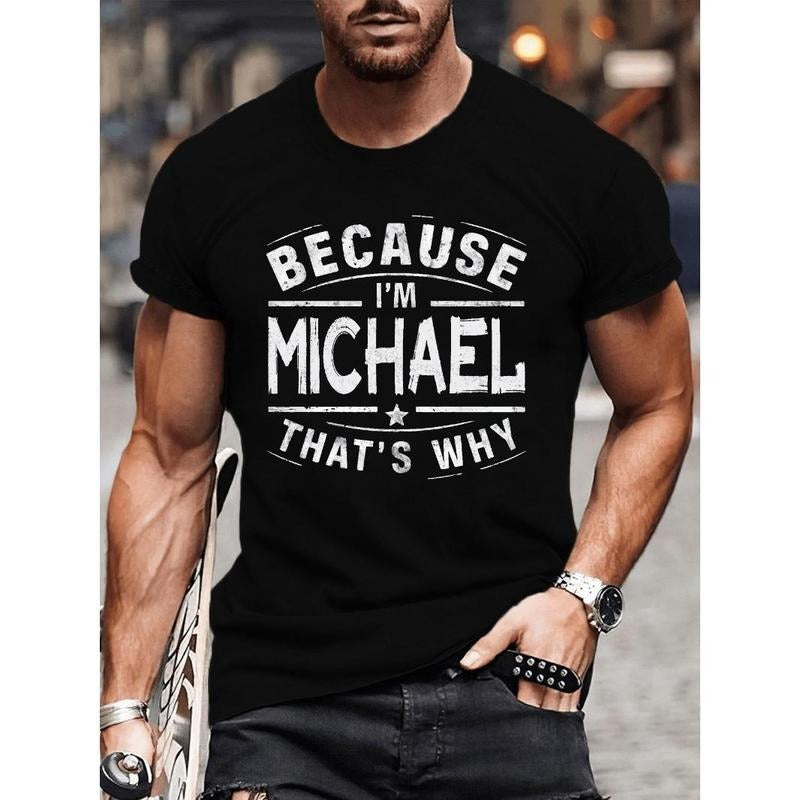Michael prints men's creative summer tops, casual short-sleeved round-neck T-shirts, and men's versatile and comfortable daily wear clothing Made in USA