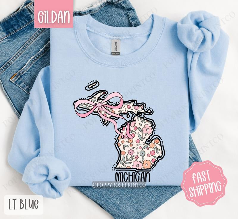 Michigan Floral Sweatshirt, Cute Michigan Sweatshirt, Michigan State Sweatshirt