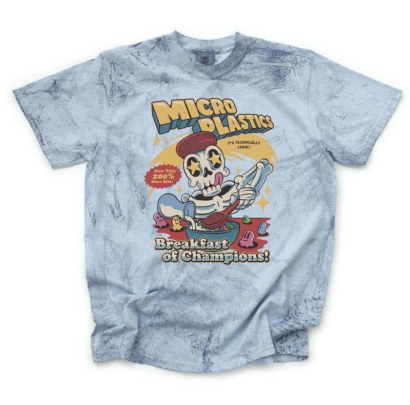 Micro Plastics Breakfast Skull Comfort Colors Shirt, Funny Food Graphic Tee, Skeleton Tshirt