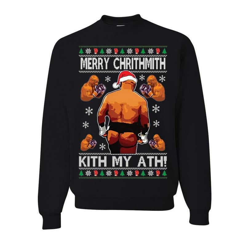 Mike Tyson Ugly Christmas Sweater Unisex Crewneck Ugly Christmas Cotton Menswear