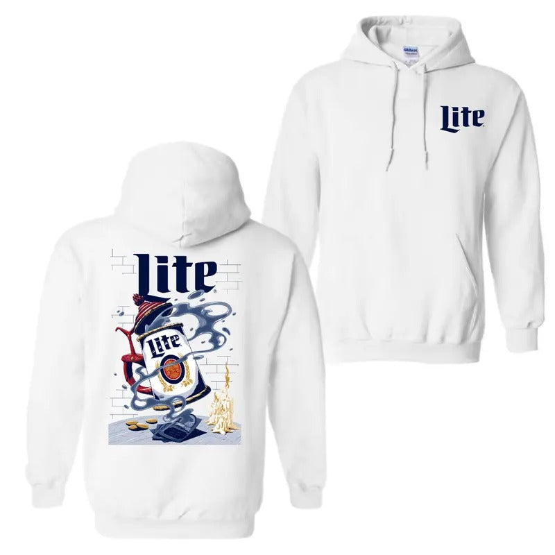 Miller Lite Beer Unisex 2 Sided Hoodie T-Shirt, For Men And Women, Trendy Shirt