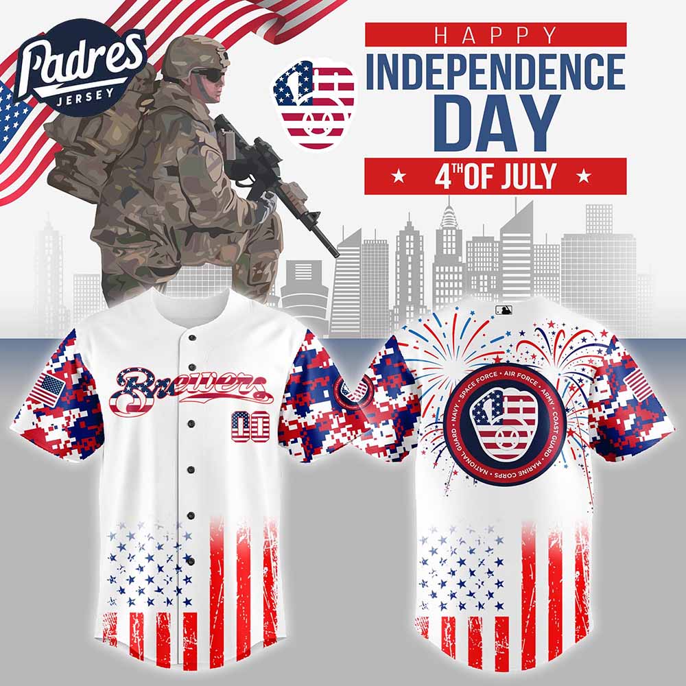 Milwaukee Brewers MLB X The 4th Of July X Military Personalized Baseball Jersey - Padres Jersey Oasis: Elevate Your...