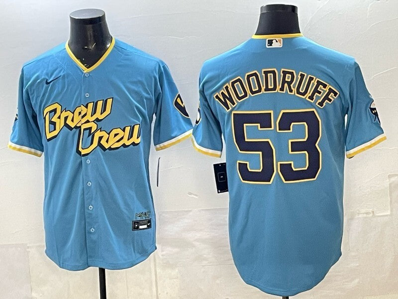 Milwaukee Brewers #53 Brandon Woodruff Brewers City Adult