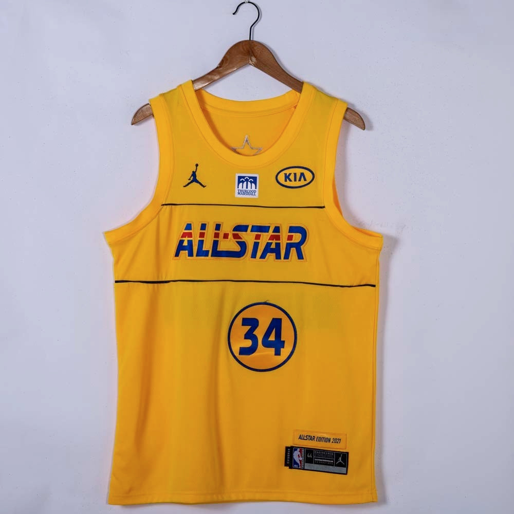 Milwaukee Bucks #34 Giannis Antetokounmpo 2021 All-Star 34 # Yellow Style 2