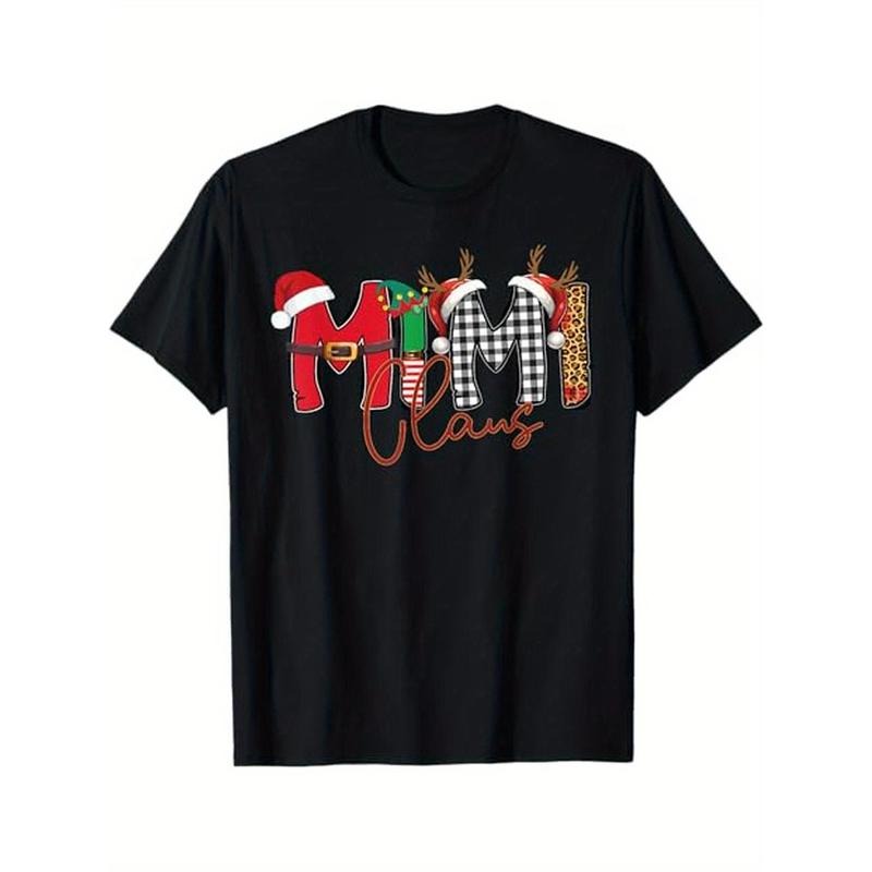 Mimi Hats Claus Christmas Santa Matching Family Pajama Group T-Shirt, 100% Cotton, Gift for Men Women Dad Mom Friends, S-XXXL, Black Made in USA