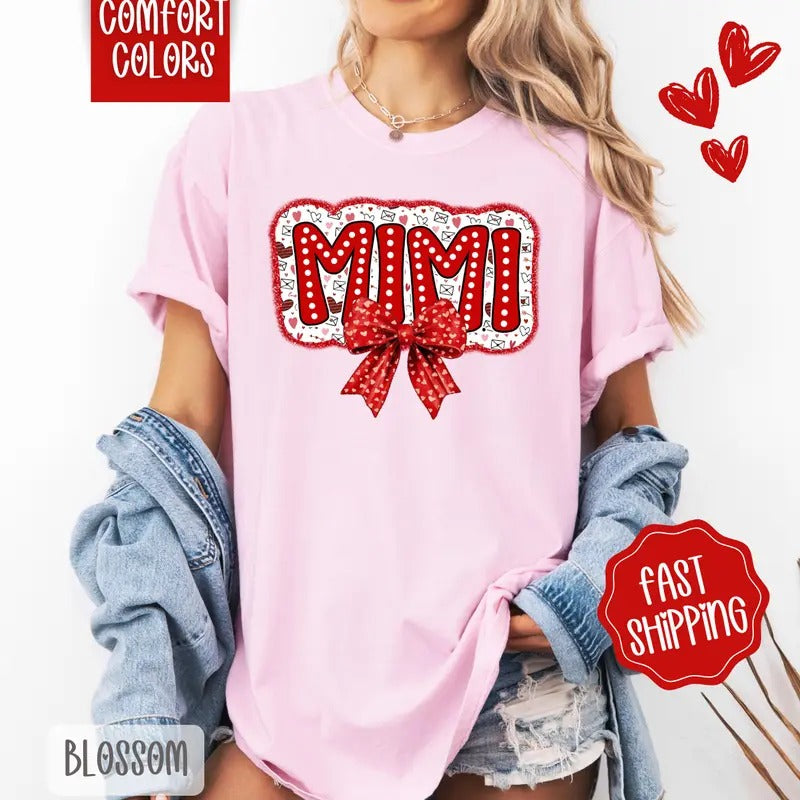 Mimi Valentine Shirt Comfort Colors, Valentine's Day Women's Tee, Cute Women's Tshirt