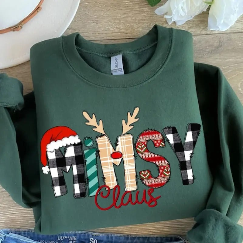 Mimsy Claus Sweatshirt, Mimsy Christmas Shirt, Mimsy Claus Shirt, Grandma Christmas Shirt, Grandma Christmas Gift, Xmas Crewneck Shirts