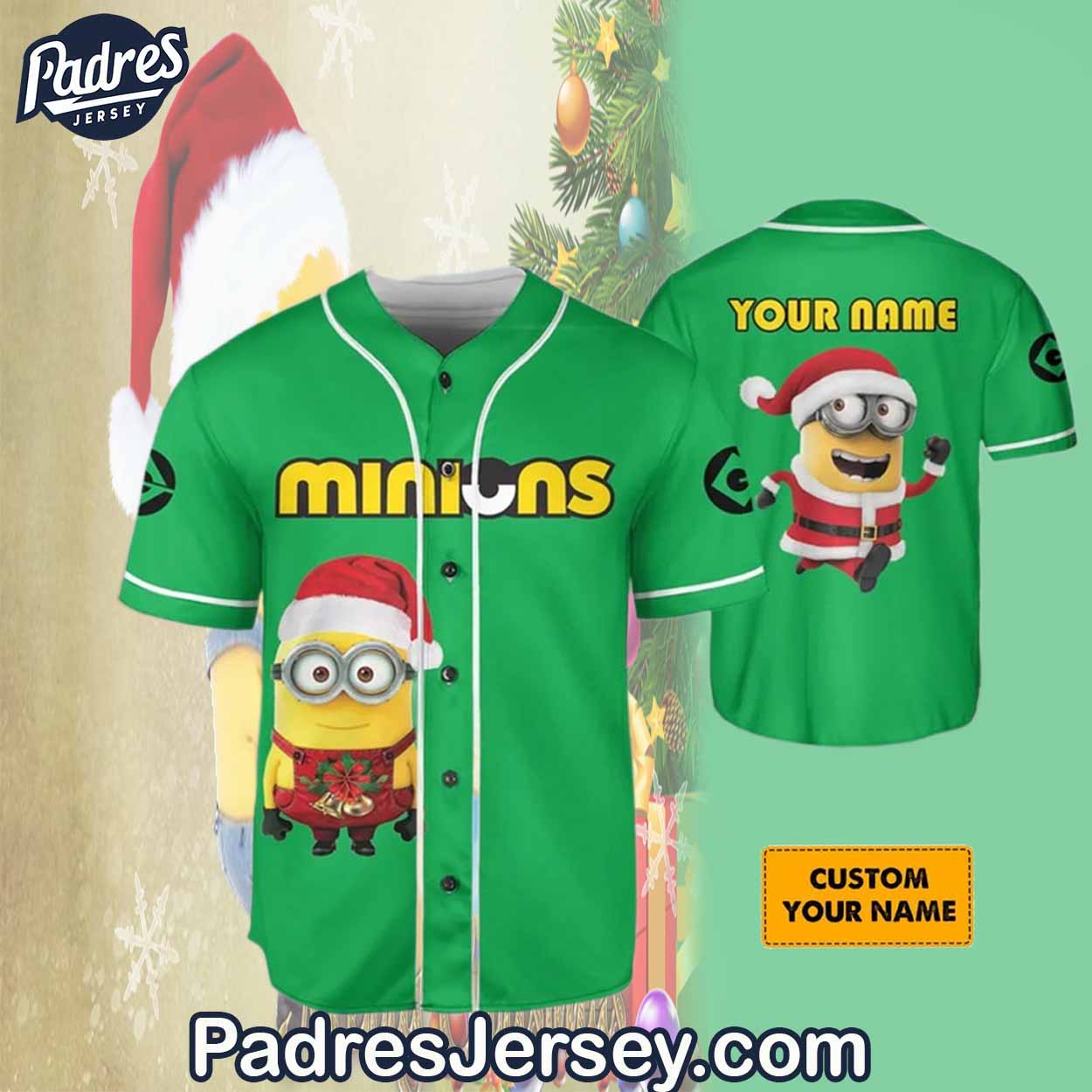 Minion Christmas Baseball Jersey Outfit - Custom Name - Padres Jersey Oasis: Elevate Your Baseball Style Game