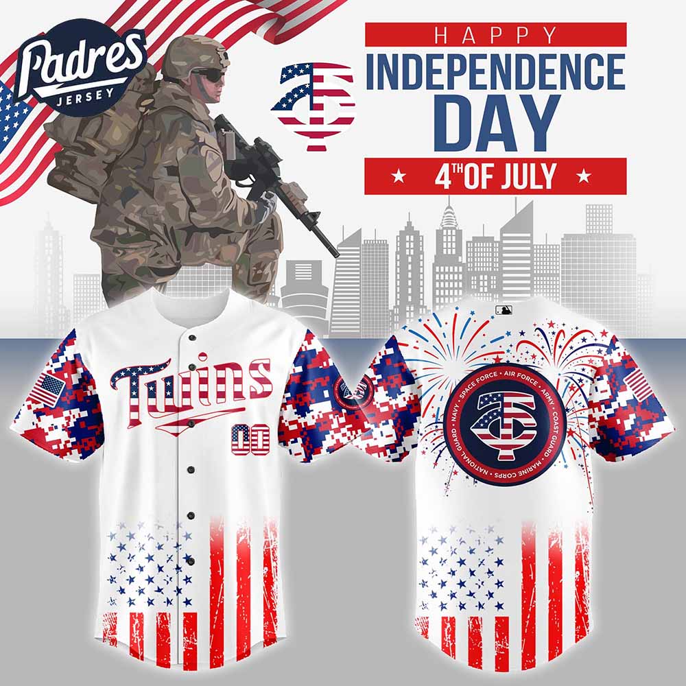 Minnesota Twins MLB X The 4th Of July X Military Personalized Baseball Jersey - Padres Jersey Oasis: Elevate Your...