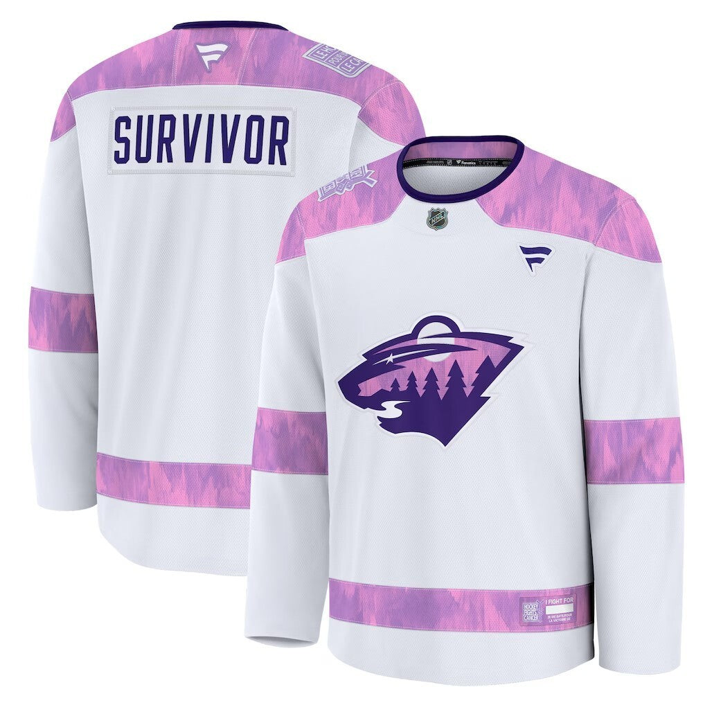 Minnesota Wild Fanatics Hockey Fights Cancer Practice Jersey - White