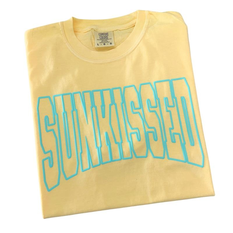 Mint Sunkissed PUFF Letter Comfort Colors T-Shirt