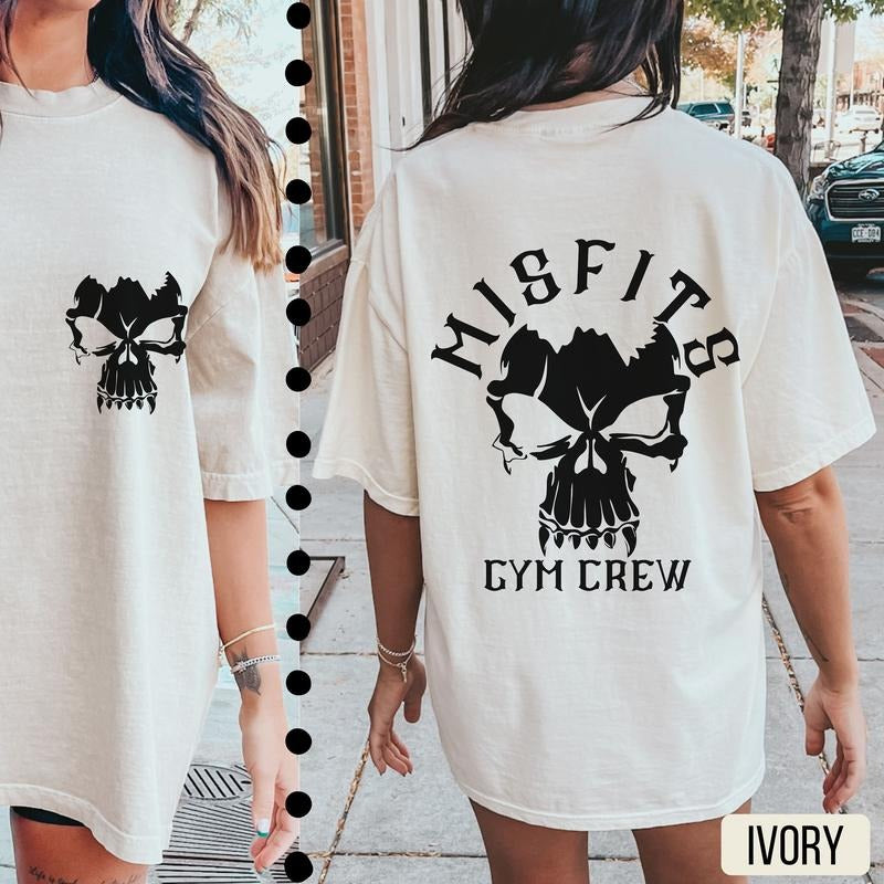 Misfits Gym Crew Shirt Comfort Colors Gym Pump Cover Gym Gift Oversized Gym Shirt Gym Rat Shirt Weightlifting Shirt Gym Lover Gift Cotton Sleeve