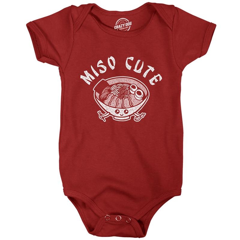 Miso Cute Baby Bodysuit Funny Hilarious Gift Shower Graphic Jumper for Infants Funny Baby Onesies Food Onesie for Baby Funny Food Red