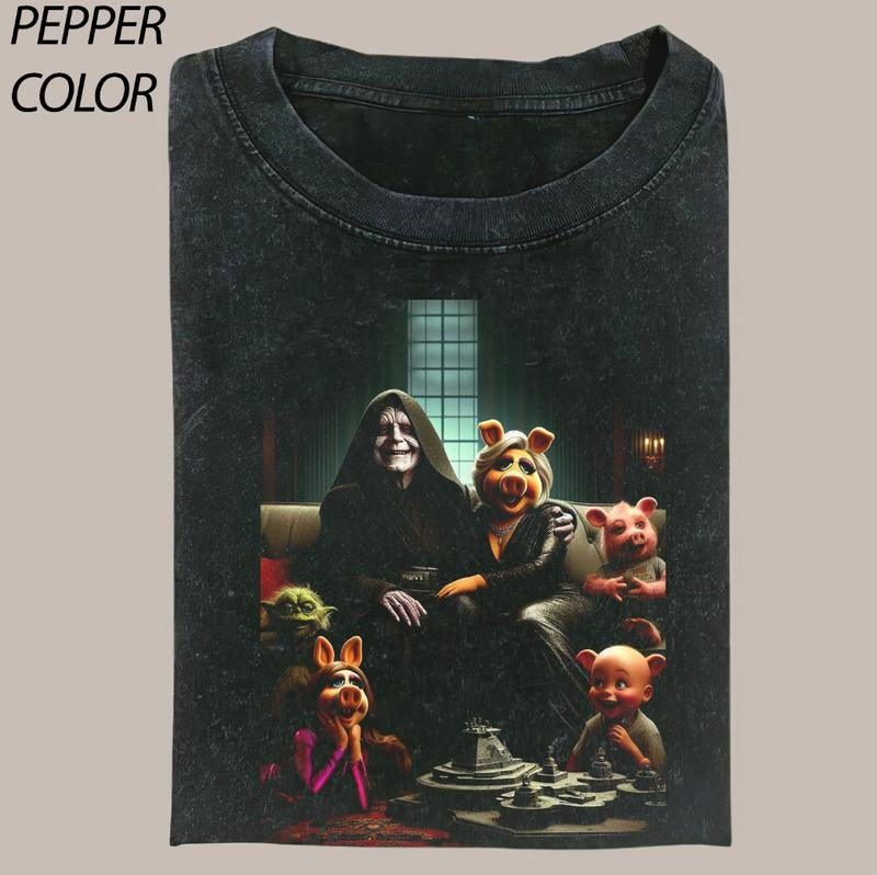 Miss Piggy Halloween Funny Graphic Tees - Vintage Short Sleeve T-Shirt for Women - 100% Cotton - All Seasons - Menswear, Top