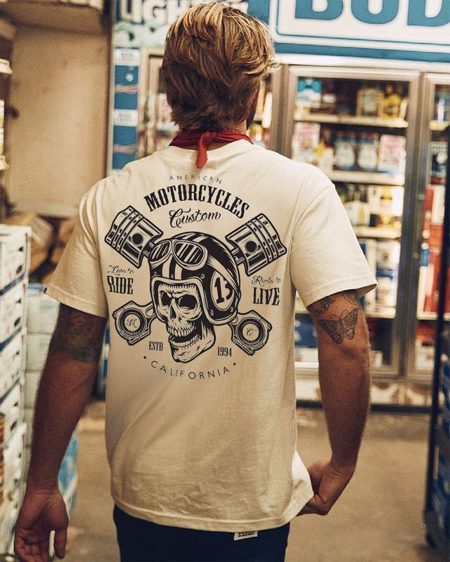 Modern Motorcycles Ride to Live White Back Side Print T-shirt - Sweatshirt