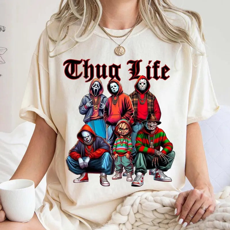 Modern Thug Life Horror Movie Shirt, Movie Killer Shirt, Scary Halloween Sweatshirt, Horror Friend Tee, Retro Halloween Vibes Shirt