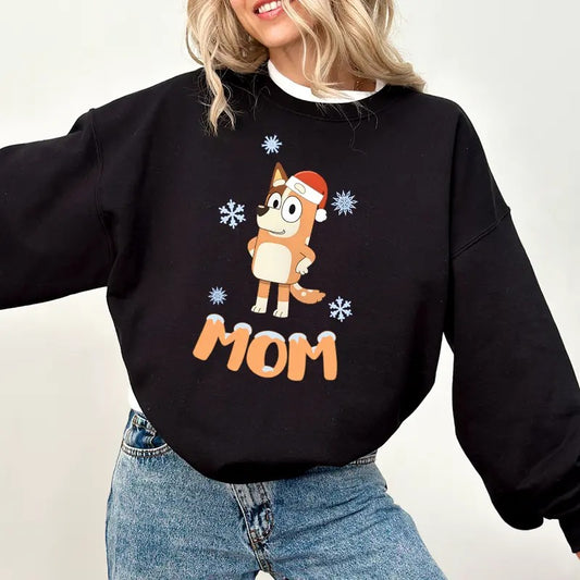 Mom Blueys Christmas Sweatshirt, Family Matching Holiday Shirts, Dad and Mum Blueys Designs, Merry Blueys Sweatshirt, Christmas Gift,  Cute Blueys Holiday Sweatshirt