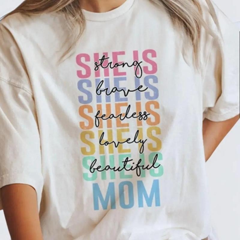 Mom Christian Comfort Colors Shirt, Christian Mom T-Shirt, Mother's Day Gifts, Mothers Day Shirt, Praying Mama, Mama Christian Tee, Retro Mom, Mom Life Shirt, Mom Religious Faith, She Is Mom Shirt, Mom Women Top Breathable Comfortable Casual Tshirt Summer