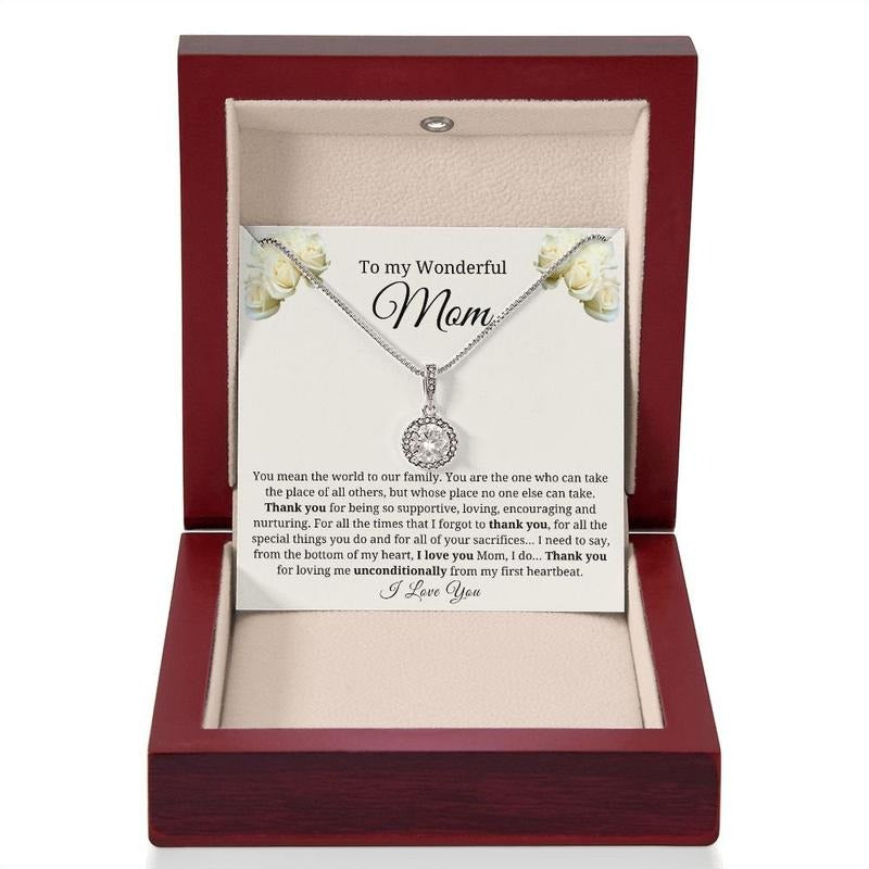 Mom Message Card Necklace For Mom Birthday Gift, Mom Christmas Gift Box From Daughter, Meaningful Mom Gift Ideas Necklace...