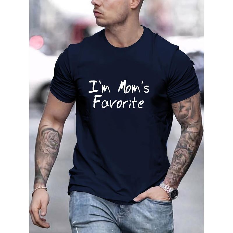 Mom's Favorite Tee - Soft, Breathable, Casual Short Sleeve T-Shirt for Men - Perfect Summer Wear with Unique Print Design Made in USA
