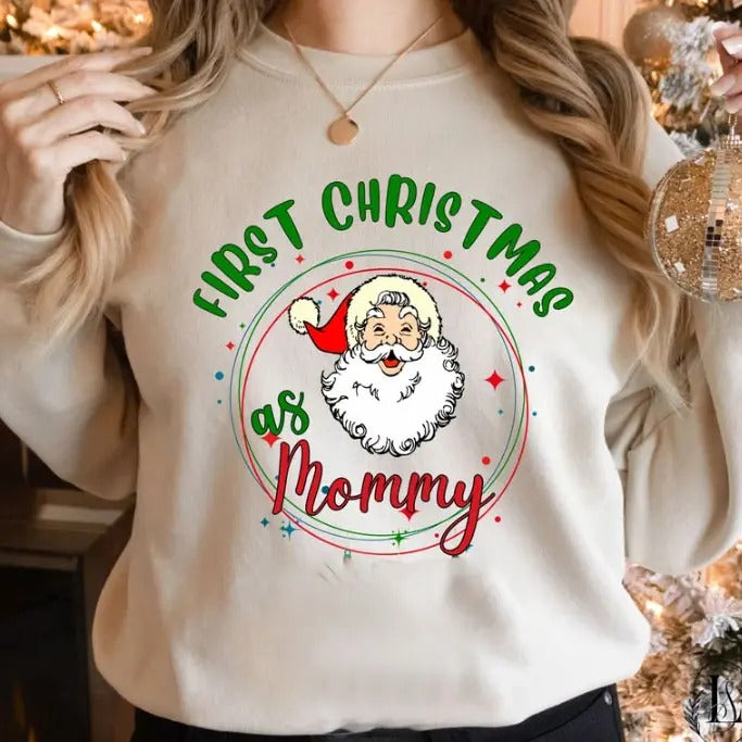 Moms first christmas sweatshirt, First time parents Shirt, First time mom gift, First time dad Crewneck, Our First...