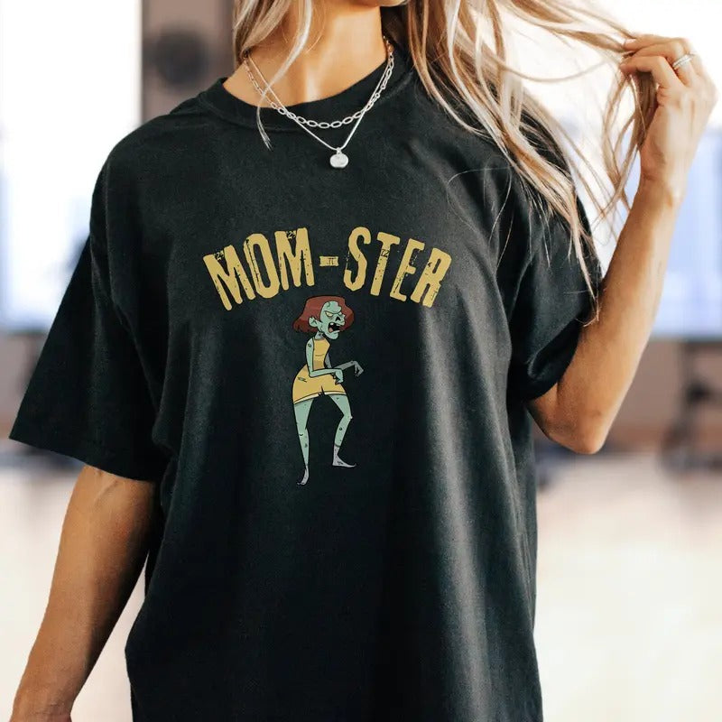 Momster Cute Horrific Funny Halloween Oversized Tee Spooky Season Vibe Gift For Mom Mom Who Loves To Scream And Shout...