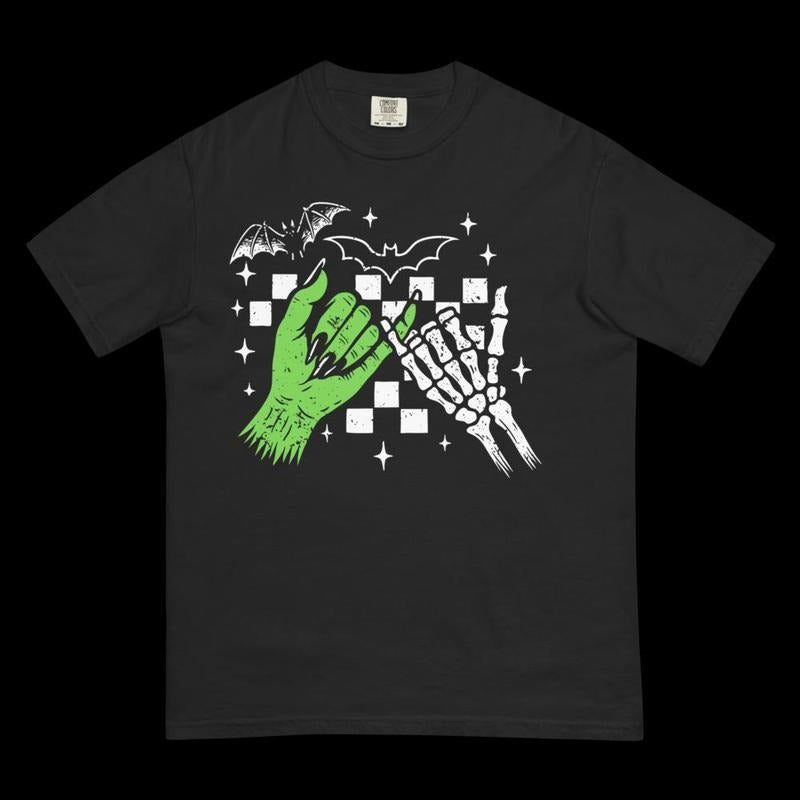 Monster & Bones Pinky Promise Comfort Colors shirt, Spooky Link-Up Tee, Ghoul & Bones Besties, Creepy Connection Shirt, Fright Night Handshake, Bats & Bones Friendship Tee, Undead Pinky Swear, Monster Mash Pledge
