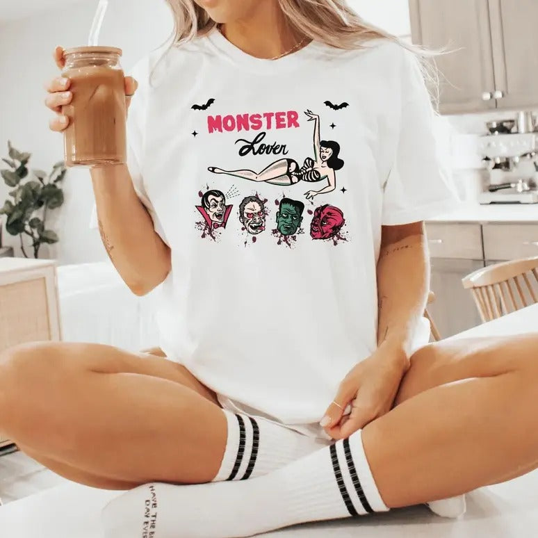 Monster Lover shirt, Halloween Tee, Cute Monster Shirt, Obsessed With Halloween, Unisex Garment-Dyed T-shirt
