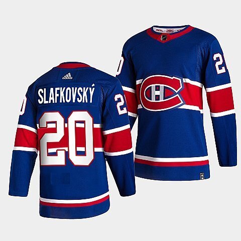 Montreal Canadiens #20 juraj slafkovsky reverse retro navy jersey