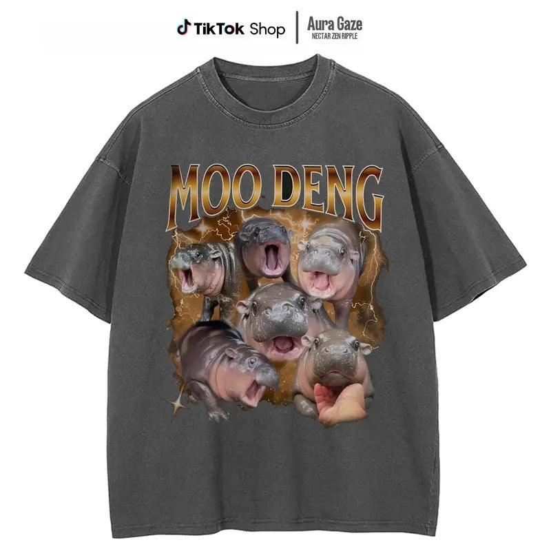 Moo Deng Bootleg Unisex Shirt For Men- For Women, Vintage 90s Hippo Graphic Tee, Cute Moo Deng Shirt, Funny Bootleg Tee, Meme Shirt, Funny Gift Idea Classic Cotton