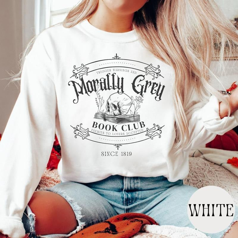 Morally Grey Book Club Sweatshirt, Dark Romance Crewneck, Spooky Season Crewneck, Bookish Shirt, Vintage Style Booktok Sweatshirt