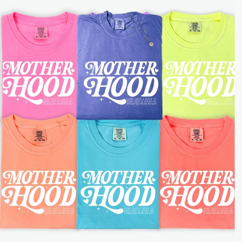 Motherhood Neon #1 Shirt ~ Unisex Apparel Relaxed Fit Printed In The USA Clothing Womenswear Casual Comfort Cotton Sleeves Chic