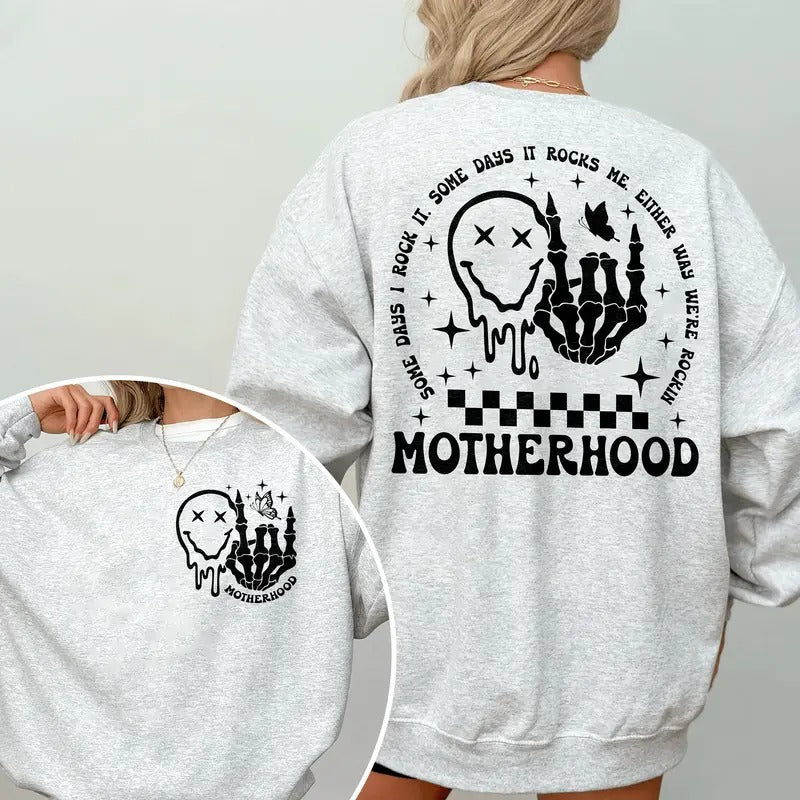 Motherhood Some Day I Rock It Sweatshirt Mother's Day Gift Motherhood Rock Skeleton Sweatshirt Motherhood Crewneck Mama Hoodie TK62GN