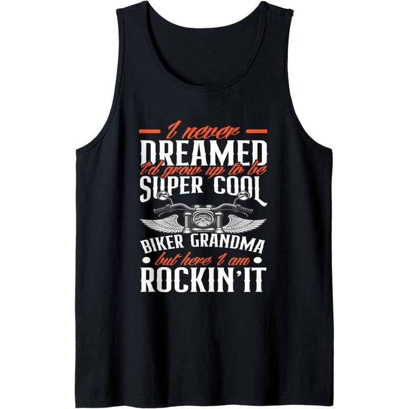 Motorcycle Grandma Biker Grandmother Funny Motorcycle Tank Top MADE IN USA